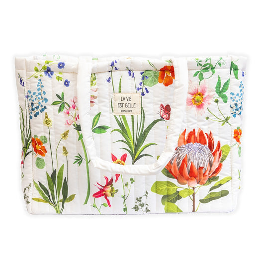 GRAND CABAS MATELASSÉ FLEURS DES CHAMPS - CARTES D'ART