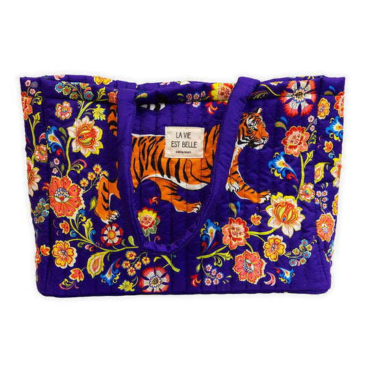 GRAND CABAS MATELASSÉ TIGRE ROYAL - CARTES D'ART
