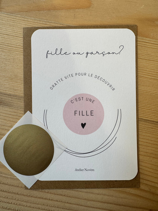 CARTE A GRATTER GROSSESSE - C'EST UNE FILLE - ATELIER NOVEM