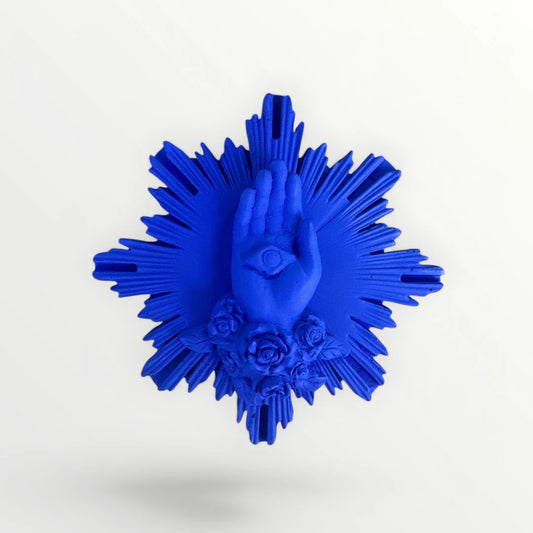 EX VOTO MAIN DE MARIE BLEU INDIGO - J'AI VU LA VIERGE