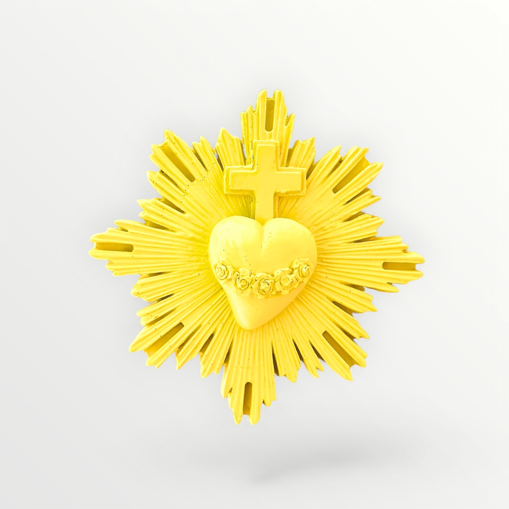 EX-VOTO COEUR SACRE VITAL JAUNE CITRON - J'AI VU LA VIERGE
