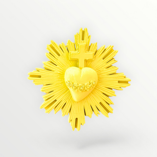 EX-VOTO COEUR SACRE VITAL JAUNE CITRON - J'AI VU LA VIERGE