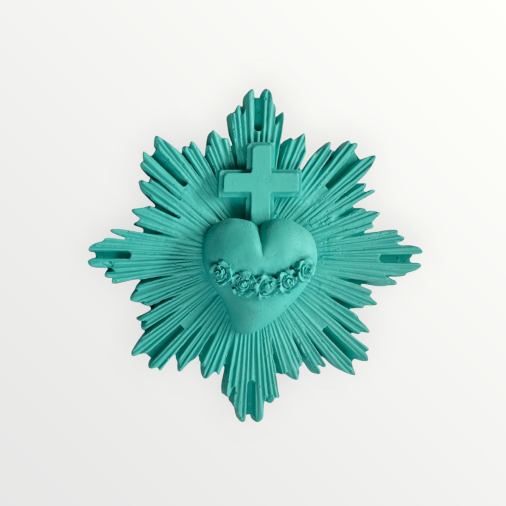 EX-VOTO COEUR SACRE VITAL BLEU SPLASH - J'AI VU LA VIERGE