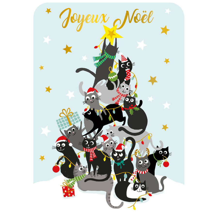 CARTE POSTALE JOYEYUX NOEL SAPIN DE CHATS- CARTES D'ART