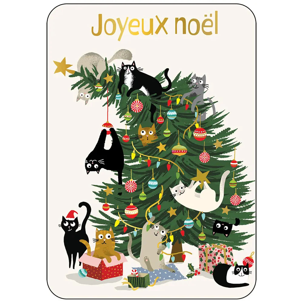 CARTE POSTALE NOËL LES CHATS DANS LE SAPIN - CARTES D'ART