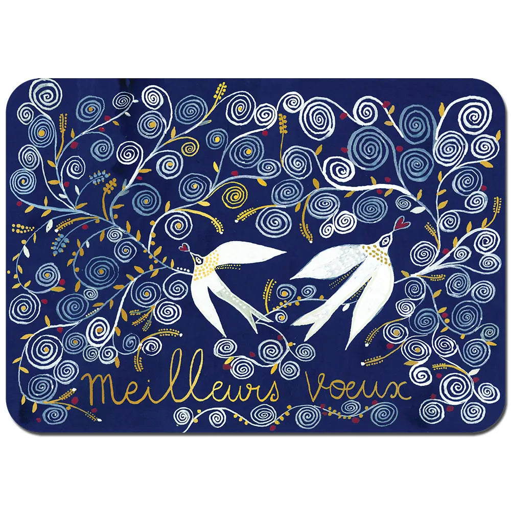 CARTE DE VŒUX MEILLEURS VŒUX DEUX COLOMBES - CARTES D'ART