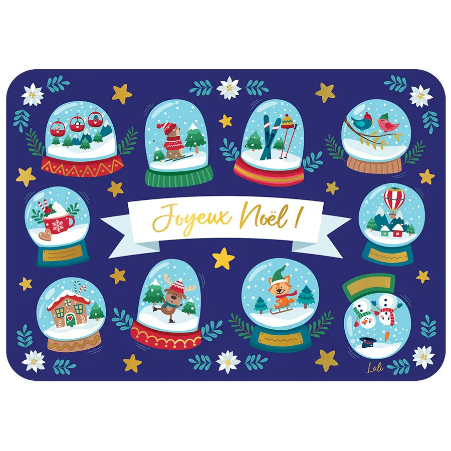 CARTE POSTALE JOYEUX NÖEL BOULES A NEIGE - CARTES D'ART