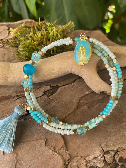 BRACELETS TRIPLES PIERRES ET PERLES - VICTORIA