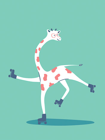LA GIRAFE A ROULETTE 18x25cm - DAVID&DAVID