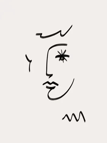 LINE ART VISAGE AU YEUX EN ETOILES 18x25cm - DAVID&DAVID