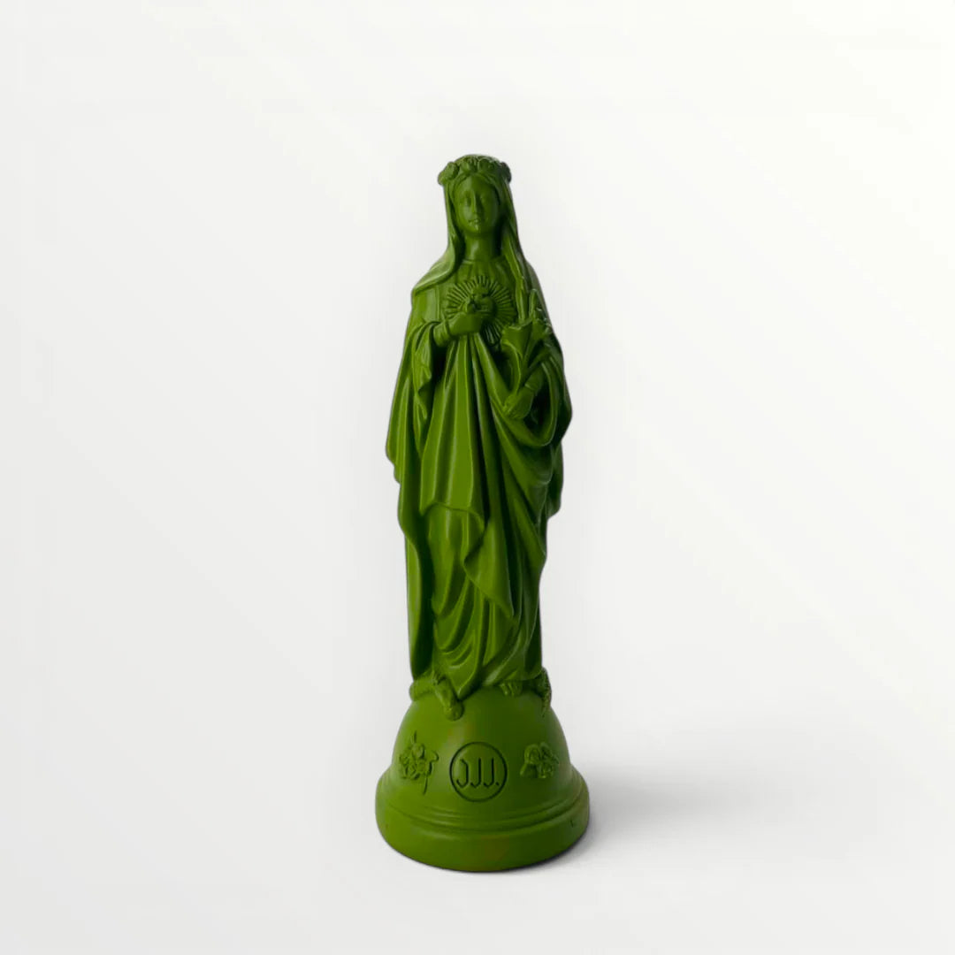 STATUETTE MARIE AUX FLEURS 20CM OLIVE - J'AI VU LA VIERGE