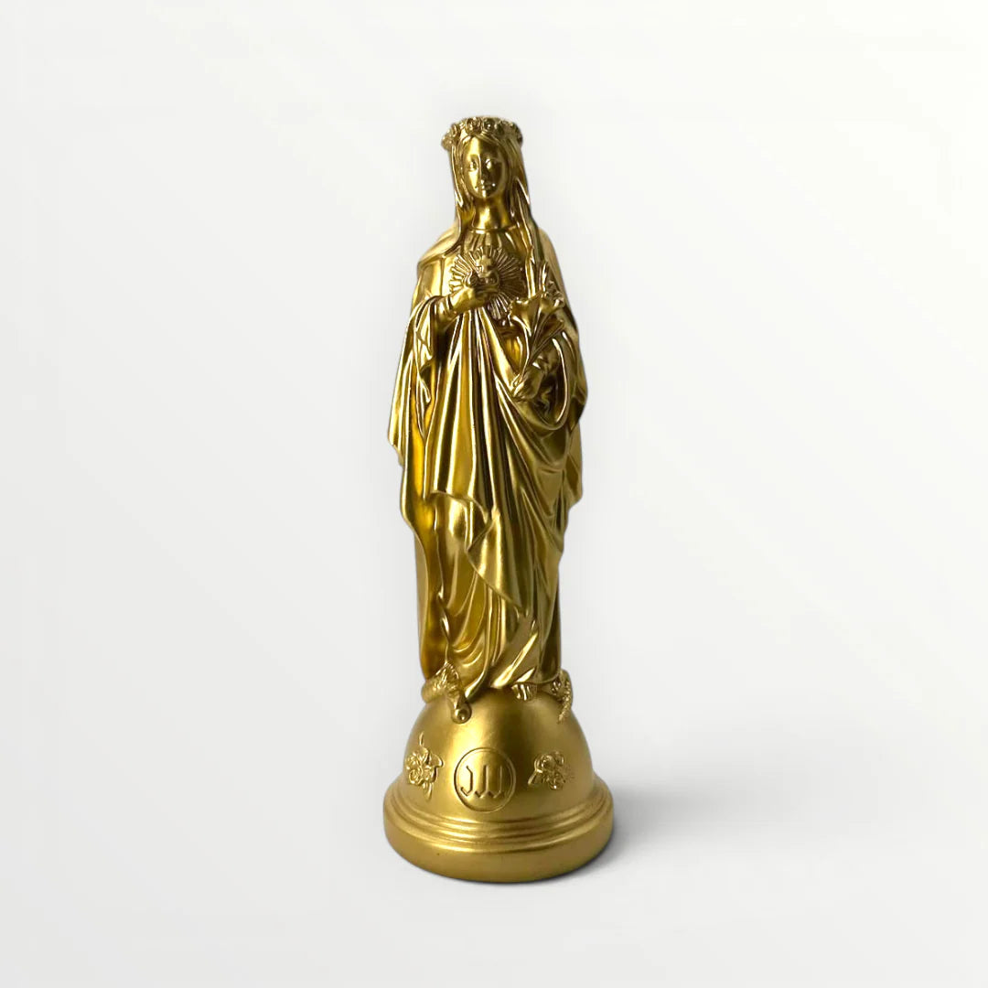 STATUETTE MARIE AUX FLEURS 20CM OR - J'AI VU LA VIERGE