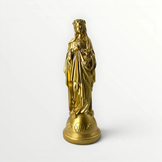 STATUETTE MARIE AUX FLEURS 20CM OR - J'AI VU LA VIERGE