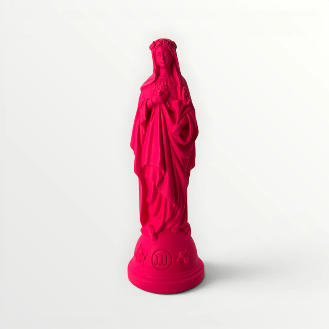 STATUETTE MARIE AUX FLEURS 20CM PINK - J'AI VU LA VIERGE