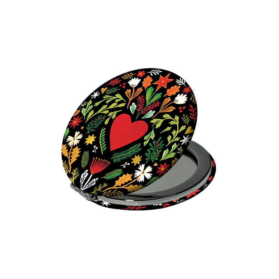 MIROIR DE POCHE COEUR FOLK - CARTES D'ART