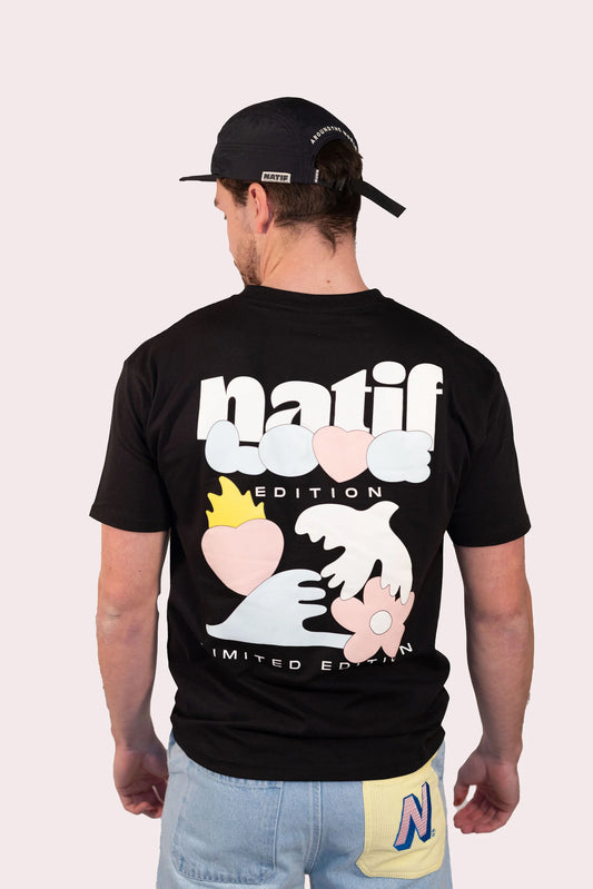 T-SHIRT UNISEXE LOVE ADDICT - NOIR - NATIF