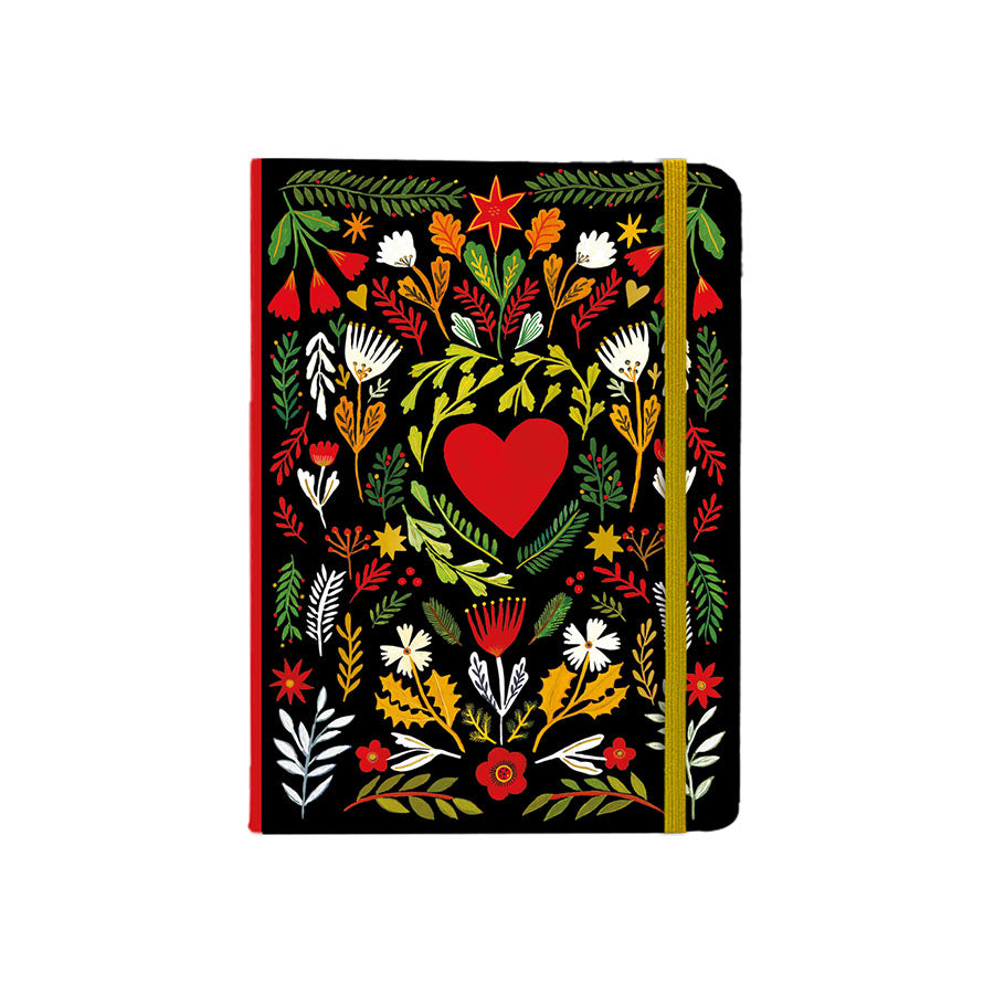 CALEPIN ÉLASTIQUE A6 COEUR FOLK - CARTES D'ART