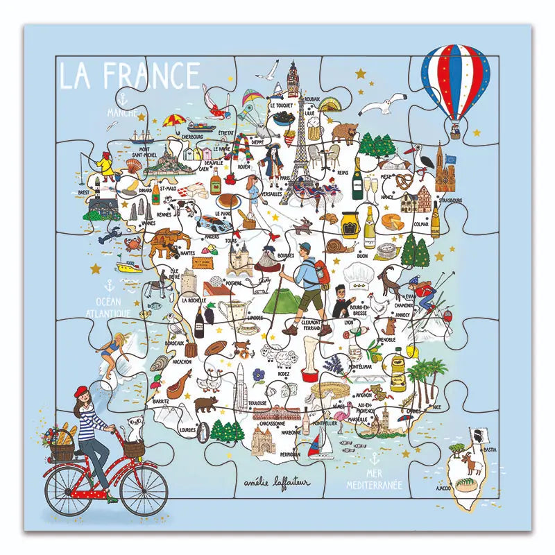 CARTE PUZZLE - CARTE DE LA FRANCE - CARTES D'ART