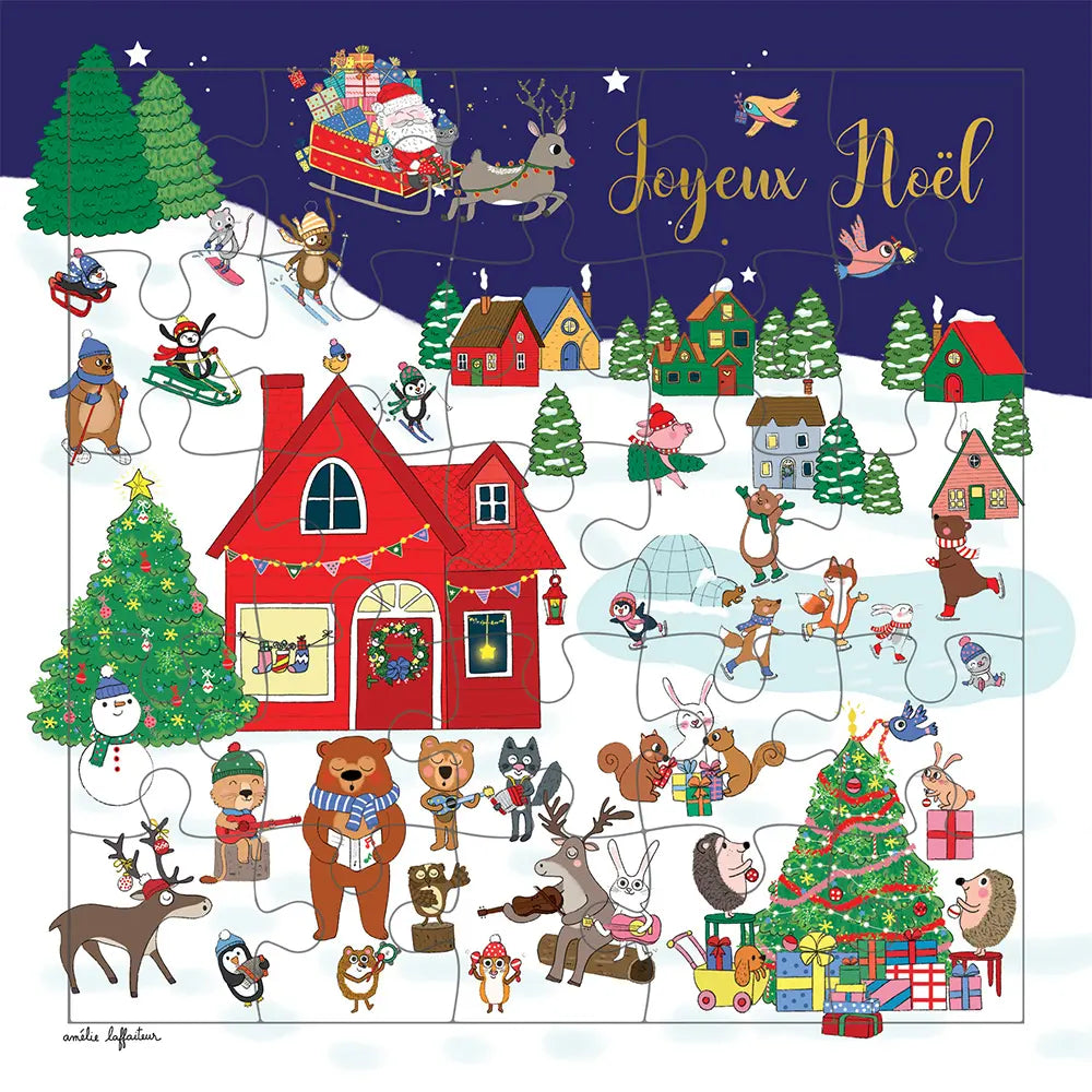 CARTE PUZZLE - CARTE PUZZLE VILLAGE DE NOËL - CARTES D'ART