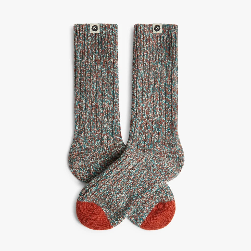 CHAUSSETTES PREMIUM WINTER - GREEN & ORANGE TWISTED