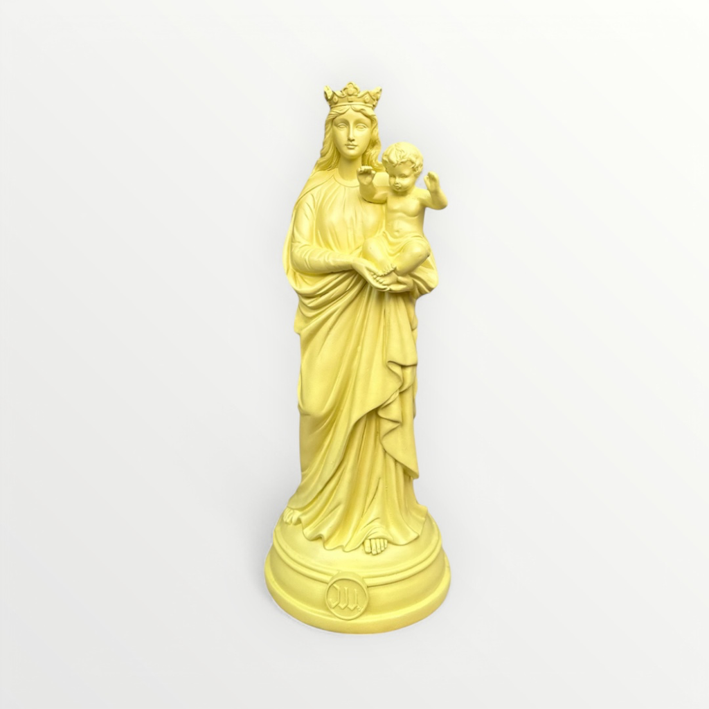 STATUETTE BONNE MERE 30CM JAUNE CITRON - J'AI VU LA VIERGE