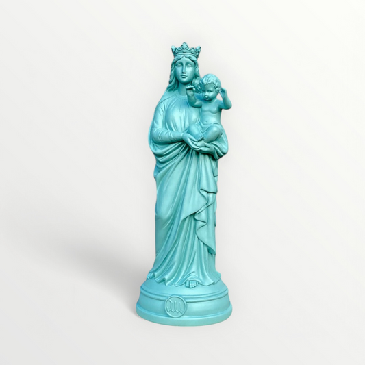 STATUETTE BONNE MERE 30CM BLEU SPLASH  - J'AI VU LA VIERGE