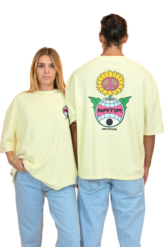 T-SHIRT FLOWER PEACE JAUNE (LOOSE) - NATIF
