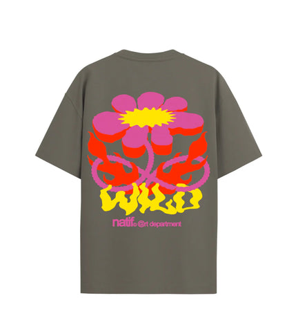 T-SHIRT WILD FLOWER MARRON (LOOSE) - NATIF