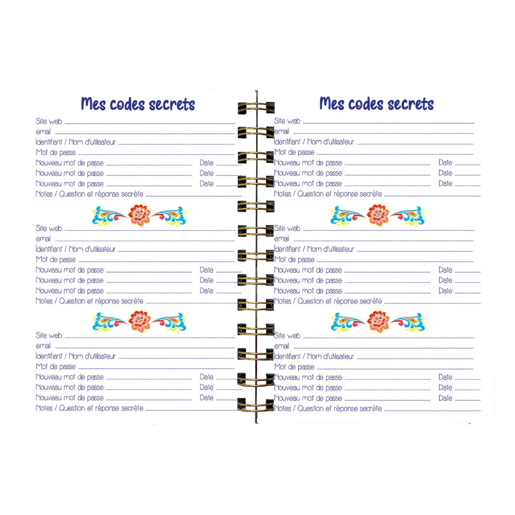 CARNET " MES CODES SECRETS" - CARTES D'ART