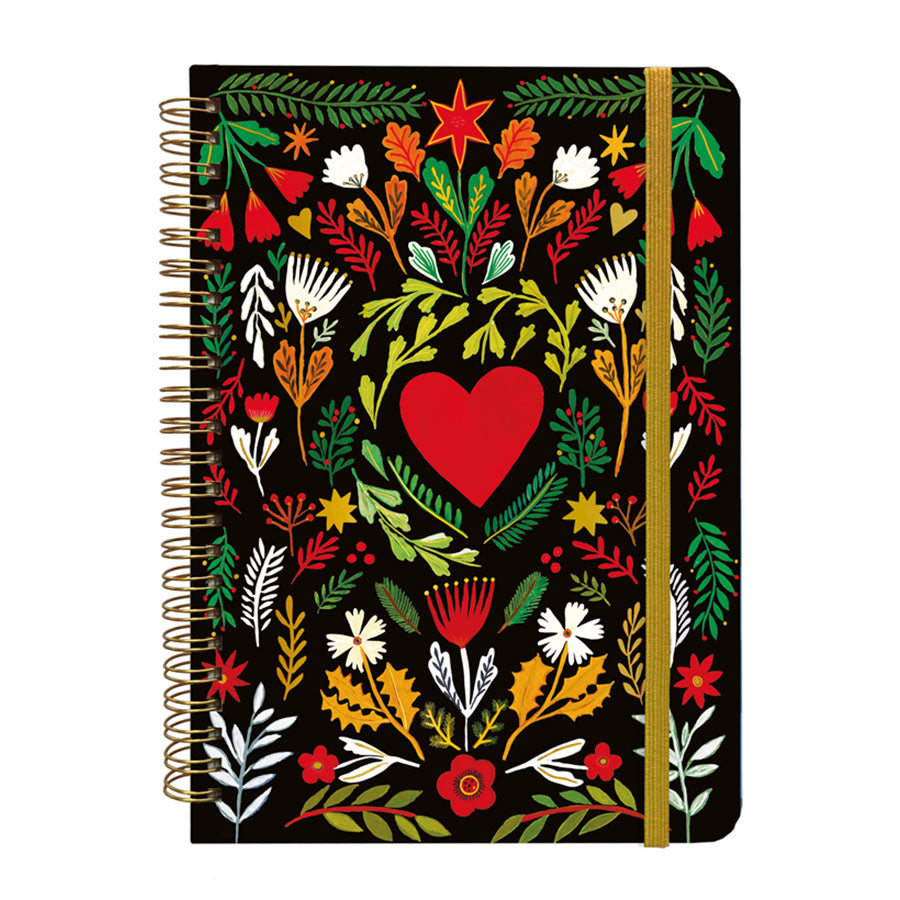 CARNET SPIRALES RIGIDE A5 COEUR FOLK - CARTES D'ART