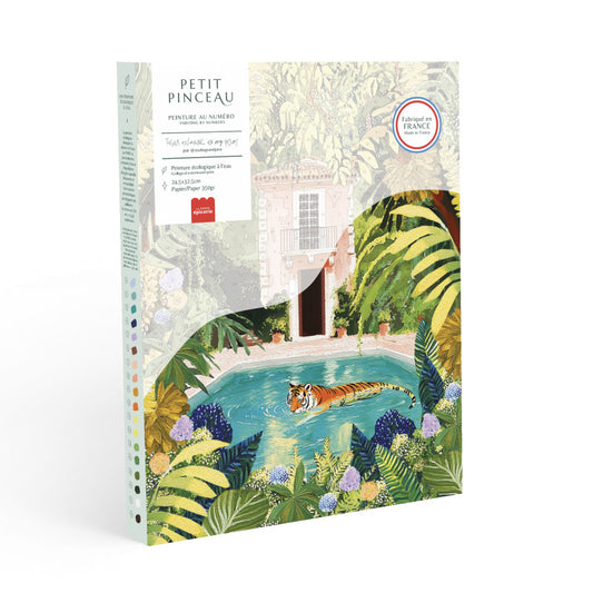 COFFRET PEINTURE AU NUMERO - TIGER RELAXING IN MY POOL par