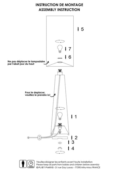 LAMPADAIRE SATURNE 130cm - VELOURS COTELE - OPJET PARIS