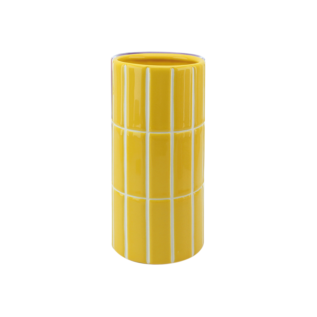 VASE CARRELAGE  JAUNE 23cm - OPJET PARIS
