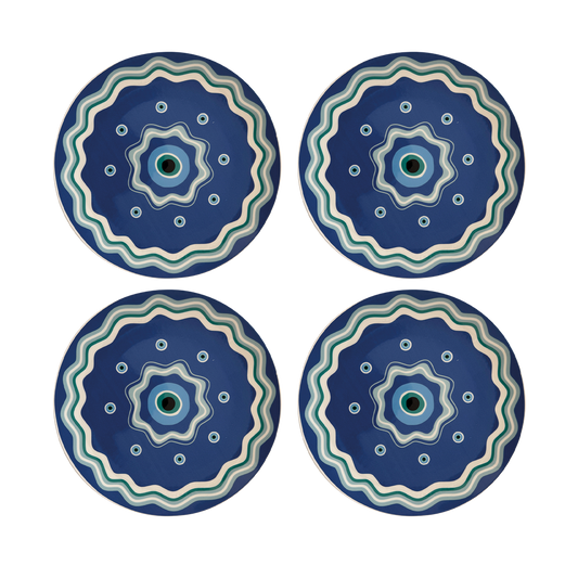 SET DE 4 ASSIETTES PLATE "REGARD SIXTIES" D26.7cm - OPJET PARIS