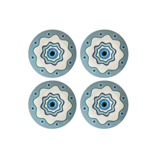 SET DE 4 ASSIETTES A DESSERT "REGARD SIXTIES" D19cm - OPJET PARIS