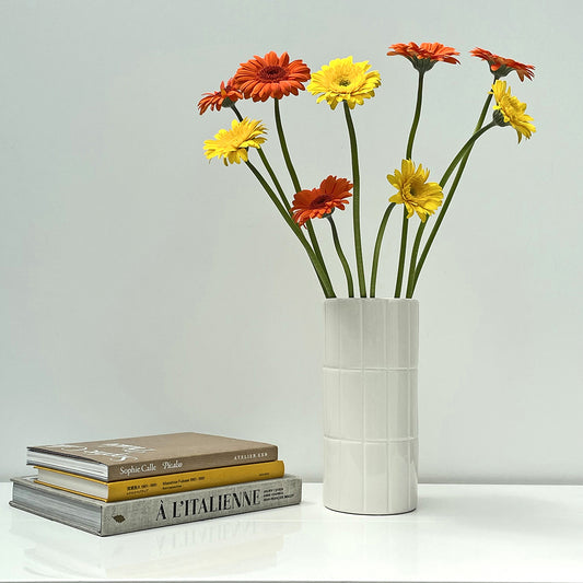 VASE CARRELAGE BLANC 23cm - OPJET PARIS