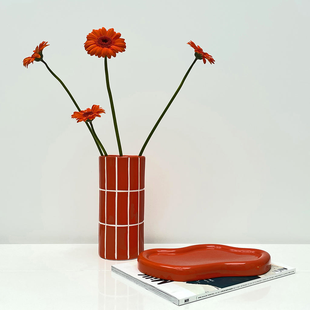 VASE CARRELAGE ORANGE 23cm - OPJET PARIS
