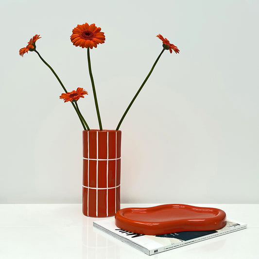 VASE CARRELAGE ORANGE 23cm - OPJET PARIS