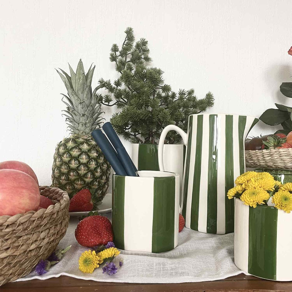 SET DE 4 POTS RAYURES VERT - OPJET PARIS