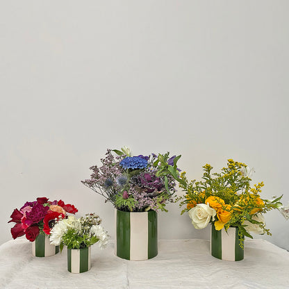 SET DE 4 POTS RAYURES VERT - OPJET PARIS