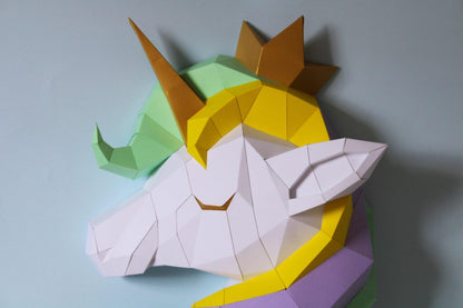 TÊTE DE LICORNE EN PAPIER 3D - ORIGAMI AGENT PAPER