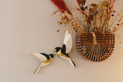 2 OISEAUX EN PAPIER 3D - OR - ORIGAMI AGENT PAPER