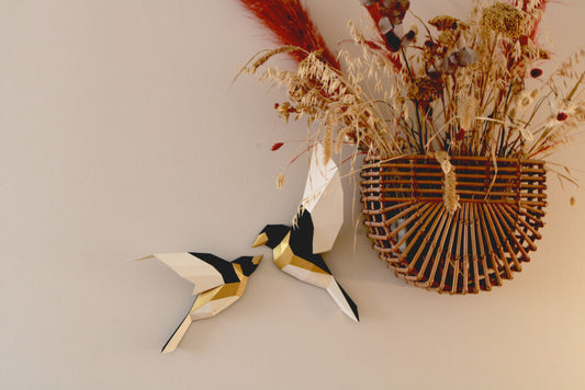 2 OISEAUX EN PAPIER 3D - OR - ORIGAMI AGENT PAPER